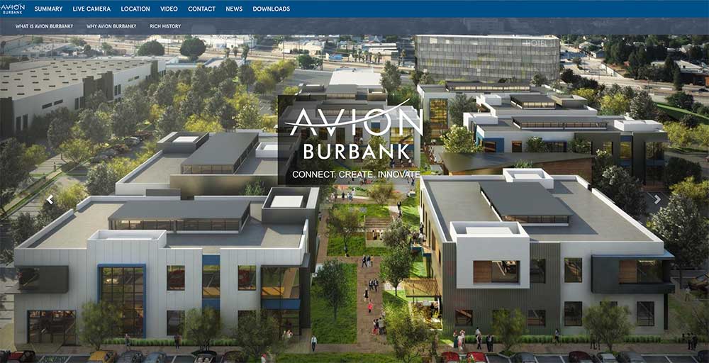 Avion Burbank Sun Valley CA website screen shot