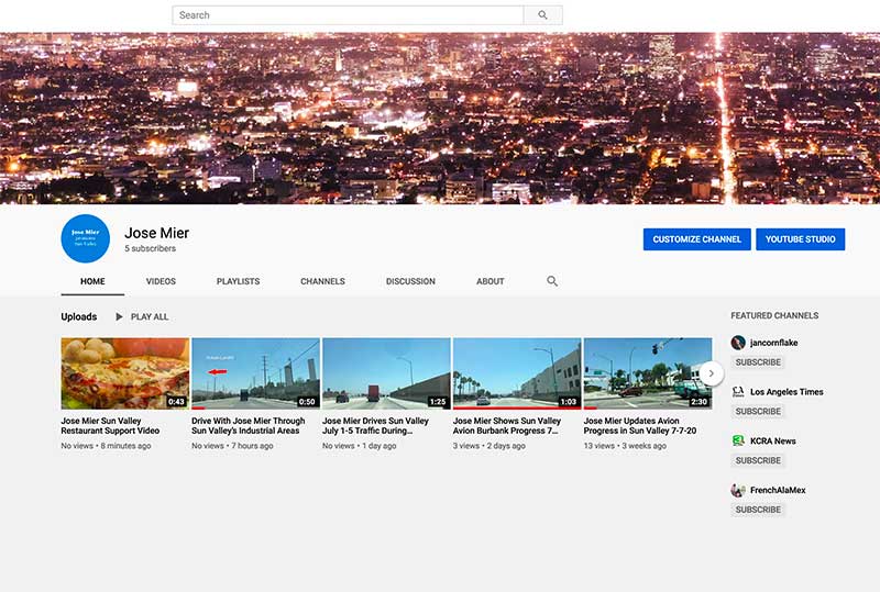 Screen shot of Jose Mier Sun Valley Youtube channel