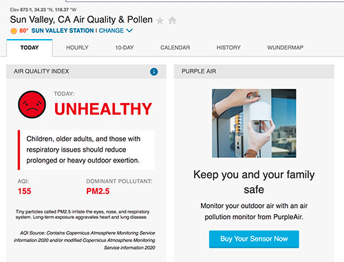 Jose Mier screenshot of Sun Valley air quality chart