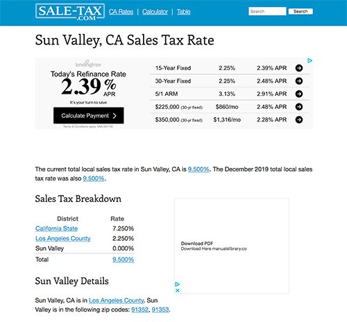 Jose Mier screenshot of Sun Valley CA Sales Tax Rate