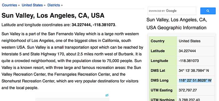 sun valley jose mier geo coordinates