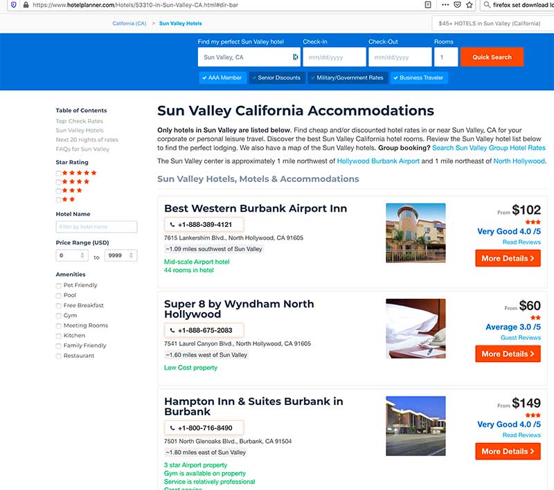 Hotelplanner website Sun Valley by Jose Mier