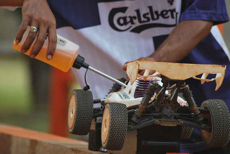 Jose Mier fueling an RC car in Sun Valley, CA