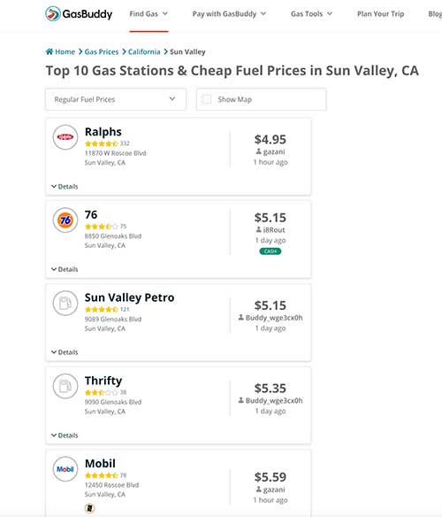 Jose Mier's Sun Valley gas price screenshot